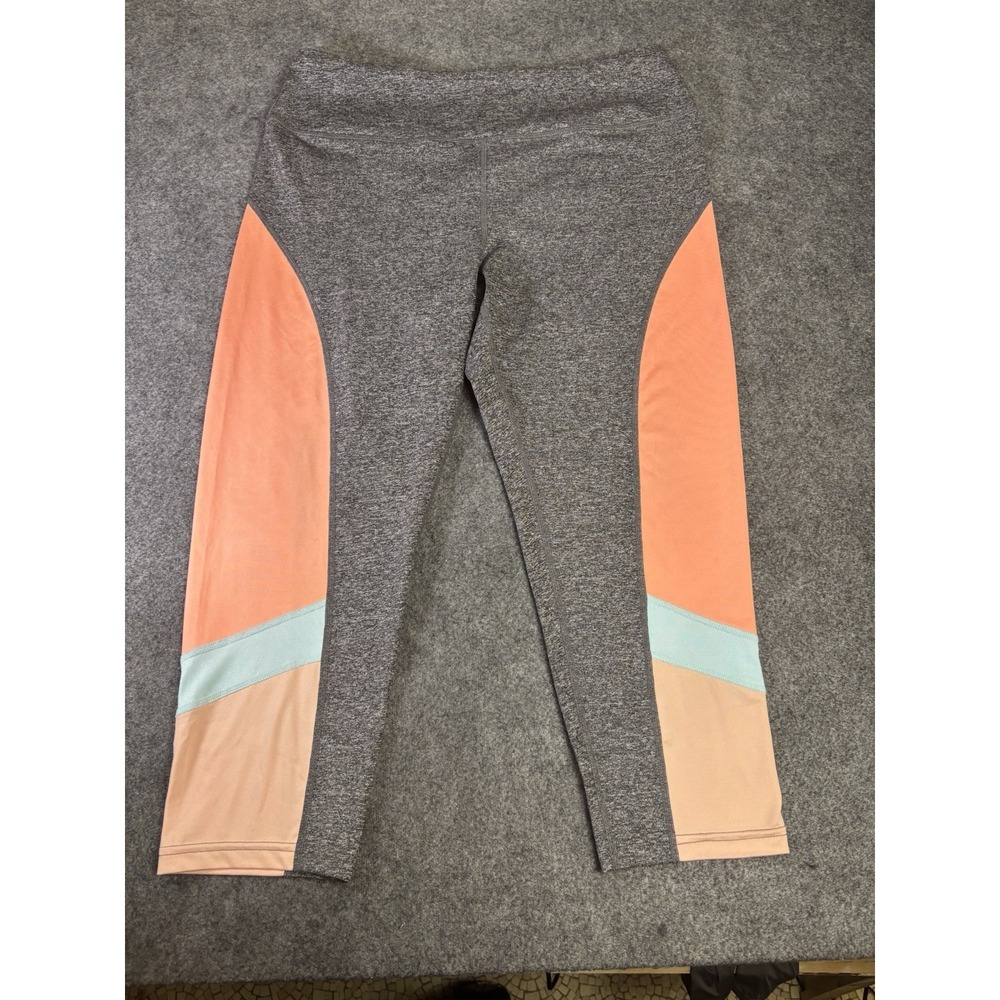 Women's Pro Player Capri Workout Leggings Size L Gray Colorblock Pants. A5